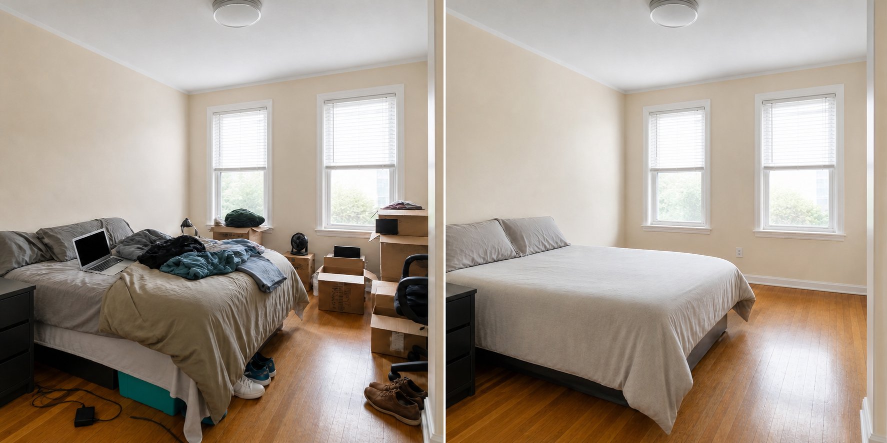 Landlord pre-list bedroom cleanup example